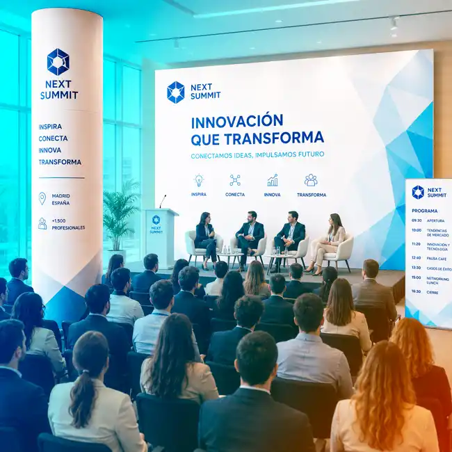 Lonas publicitarias impresas personalizadas para eventos comerciales o ponencias