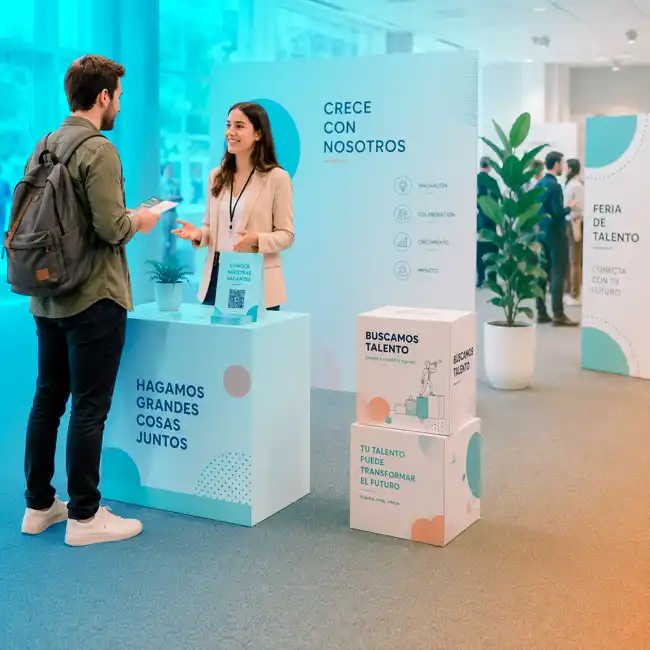 Cubo Expositor PLV en Stand de Feria