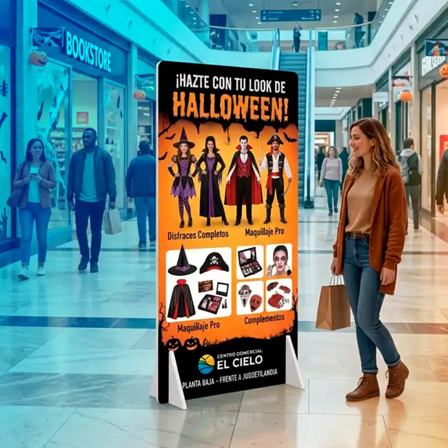 Expositor de Suelo con Peanas en Centro Comercial