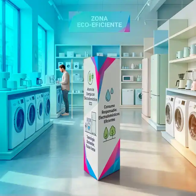 Tótem Expositor Triangular en tiendas y comercios